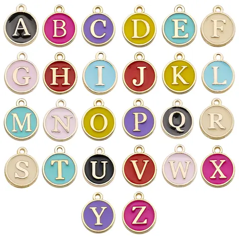 26pcs 12*14mm A-Z Letter Charms Enamel Charms Alphabet Initial Letter Handmade Pendant For Diy Bracelet Jewelry Making Wholesale