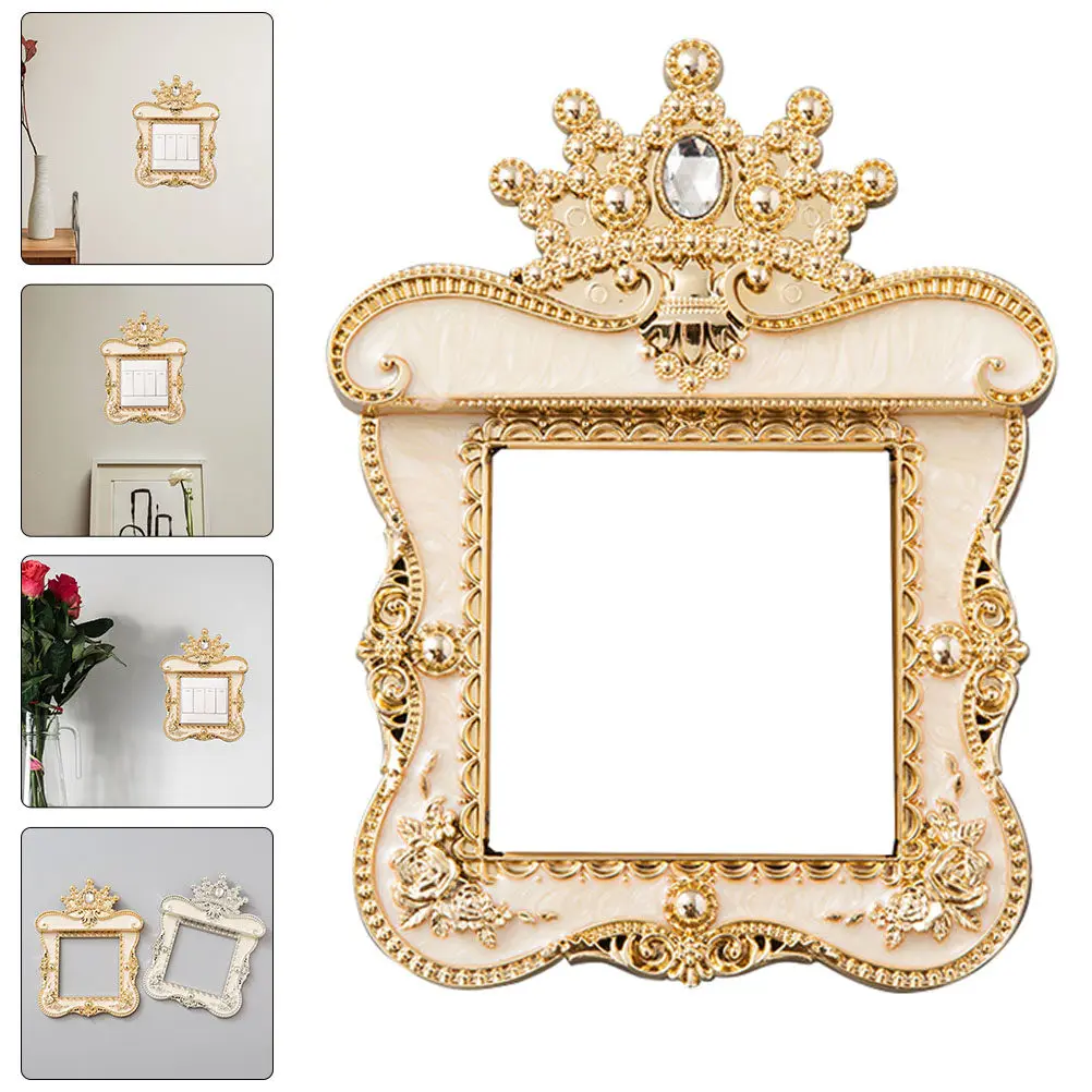 Rhinestone Wall Outlet Plate Decorative Stickers Gold Cream Light Switch Covers Home Decoration Bedroom Living Room Kitchen