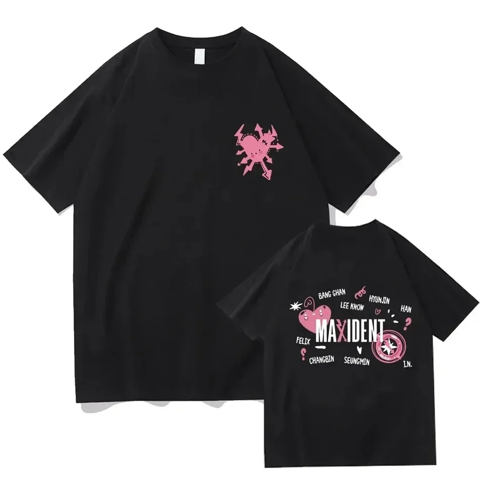 Hot Stray Kids Maxident T-Shirt Women Women Summer Casual Kpop Short Sleeve T-Shirt Harajuku Shirts for Women Kawaii Clothes