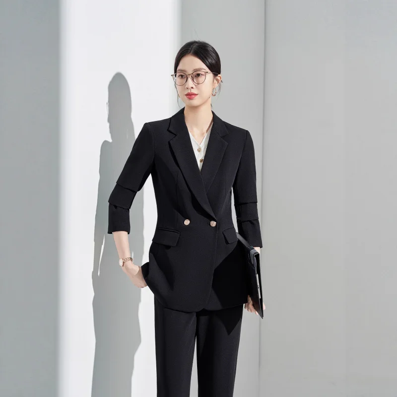 High-End Professional Suit Set for Women, Elegant Commuting Wide-Leg Pants, Workwear for Business Interviews, Formal Wear for Sa