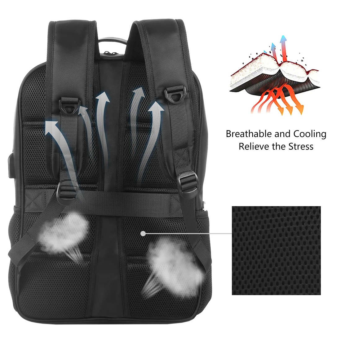 Haweel SOLAR แผงกระเป๋าเป้สะพายหลังความสะดวกสบายชาร์จแล็ปท็อปกระเป๋าสำหรับเดินทาง 14W เครื่องชาร์จพลังงานแสงอาทิตย์ W/H Handle และ Dual พอร์ตชาร์จ USB