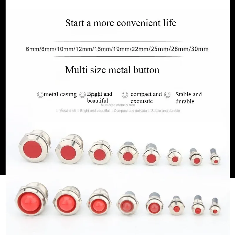 6mm 8mm 10mm 12mm 14mm 16mm 19mm Warning Indicator Signal Indicator Line 1pcs 3V 5V 12V 24V 110V 220 Waterproof IP67 Metal LED