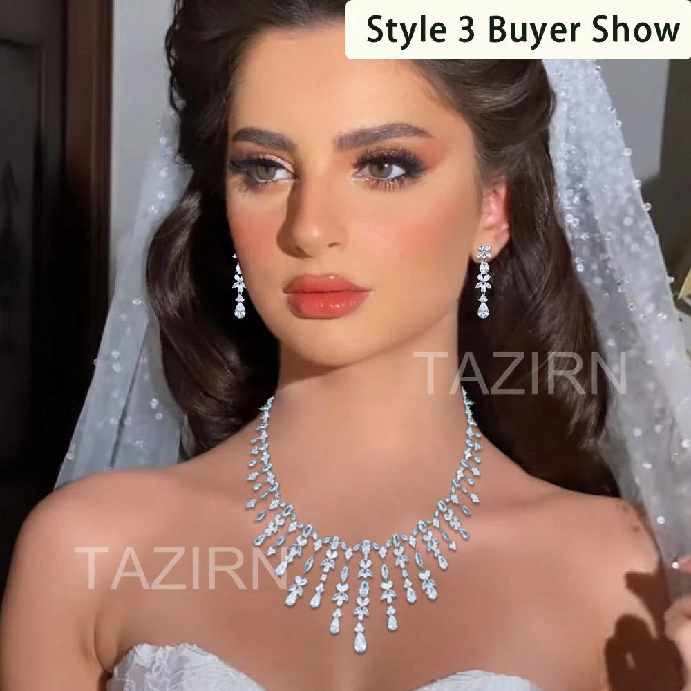 TAZIRN Dubai Nigeria Africa 2/4PCS Cubic Zirconia Jewelry Sets For Women Bridal Wedding Party Luxury CZ Crystal Jewelry Set Gift