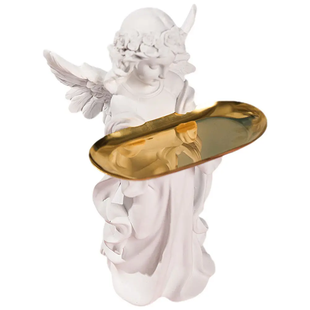 

Angel Resin Desktop Jewelry Tray Multifunctional Ring Earring Holder Small Decorative Storage Plate for Dresser Bathroom Office