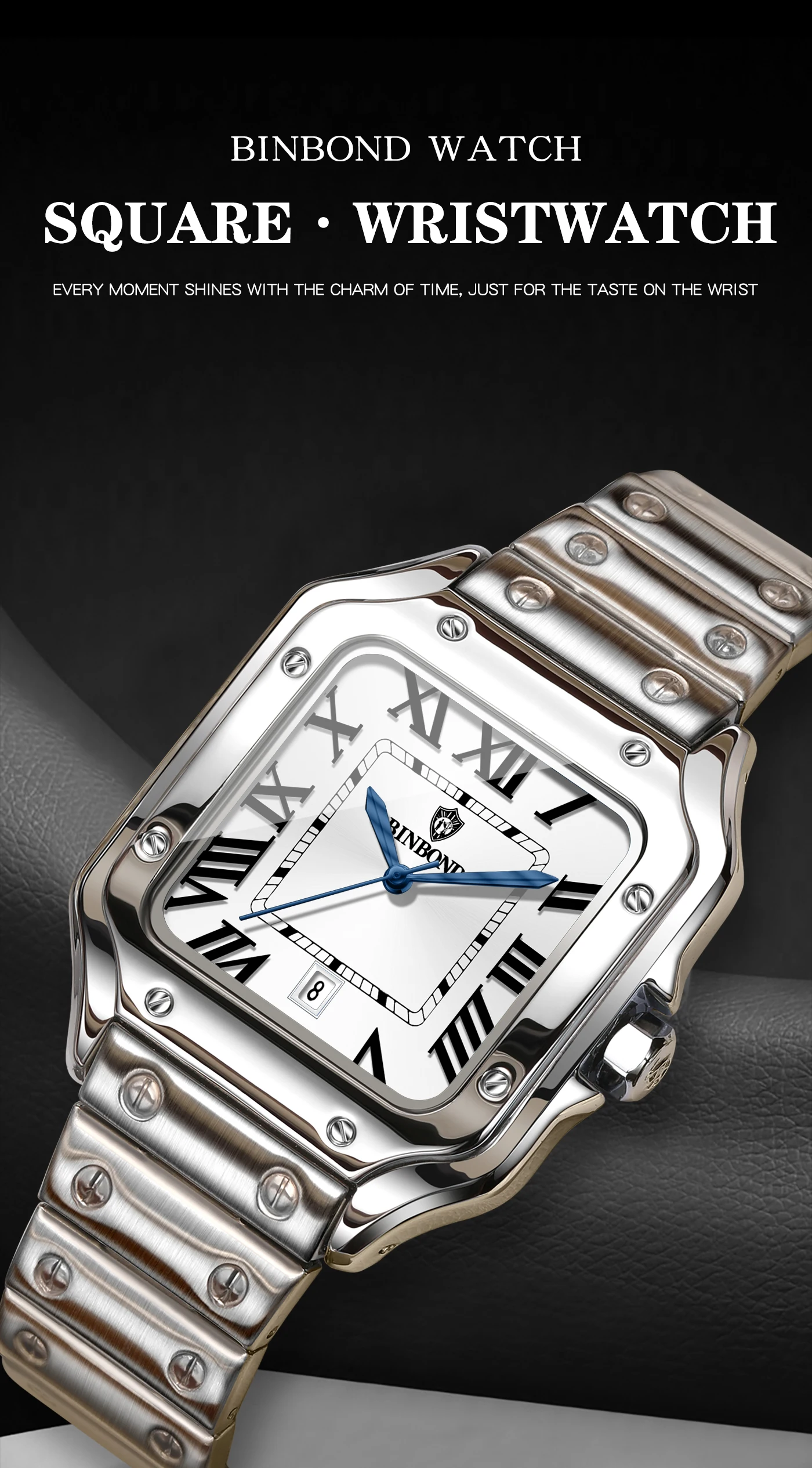 BINBOND Neue Original Herren-Quarzuhren Wasserdicht Leuchtend Automatisches Datum Langlebige Edelstahluhr für Männer Luxus Reloj – Detail 3