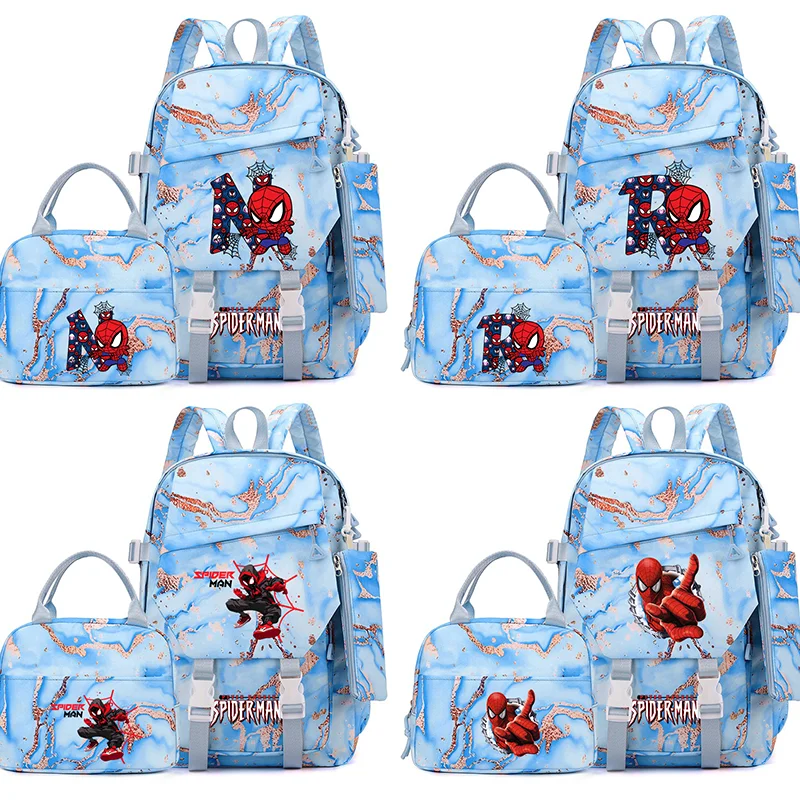 

3Pcs Set Spider Man Backpack with Lunch Bag Rucksack Colorful School Bag for Girl Boy Student Fashion Teenager Bookbag Gift Set