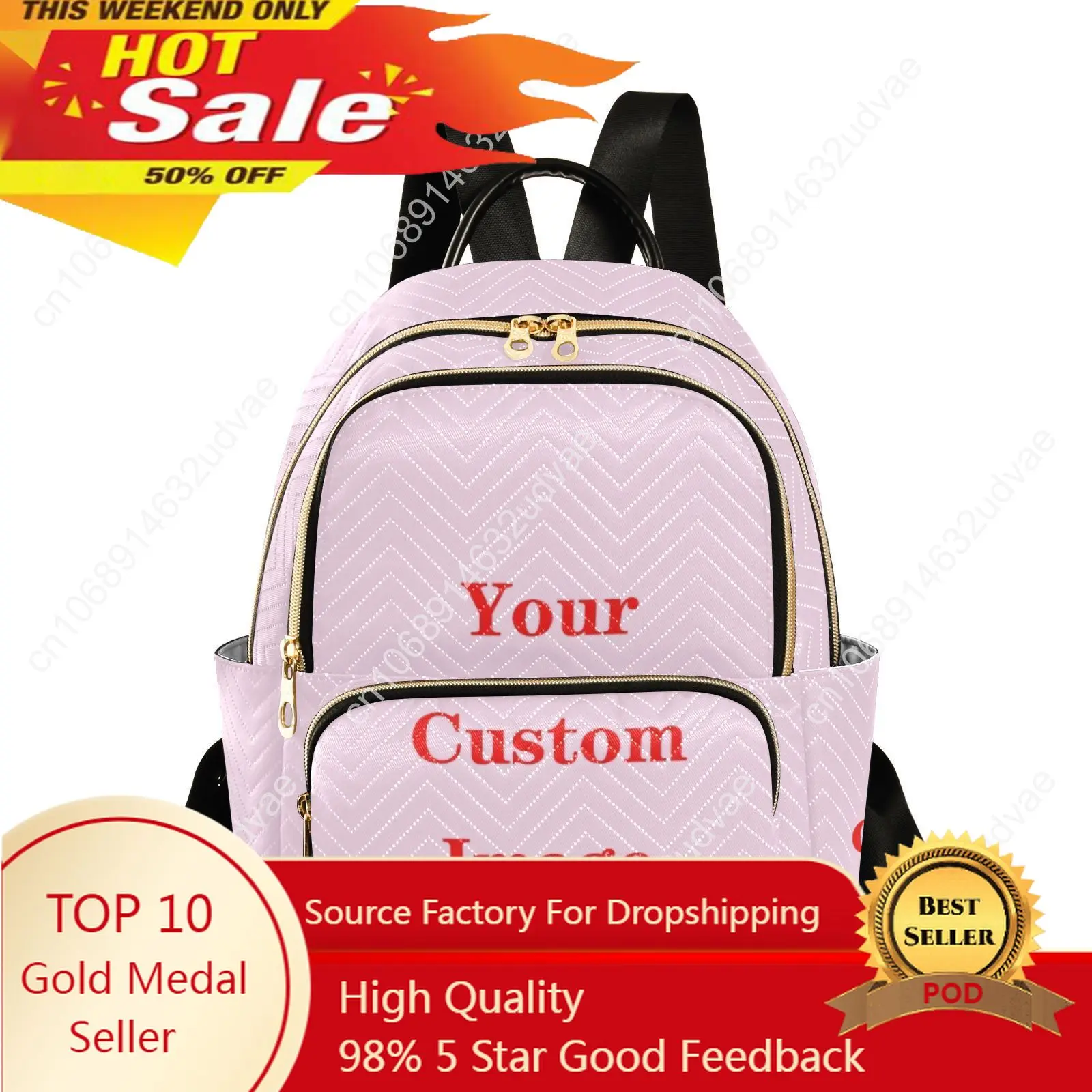 Backpack For Women 2023 New Customizing Images Casual Elegant Polyester Fashion Multi-pocket Lager Zipper Travel Shoulder Bags