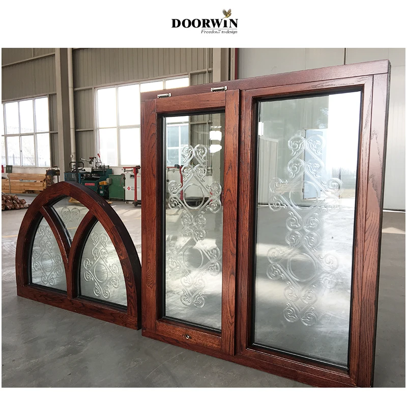 Doorwin Texas Hot Sale Double Glazed With Built-in Shutter For Sale Cheap Price Wood Hinged Awning Window