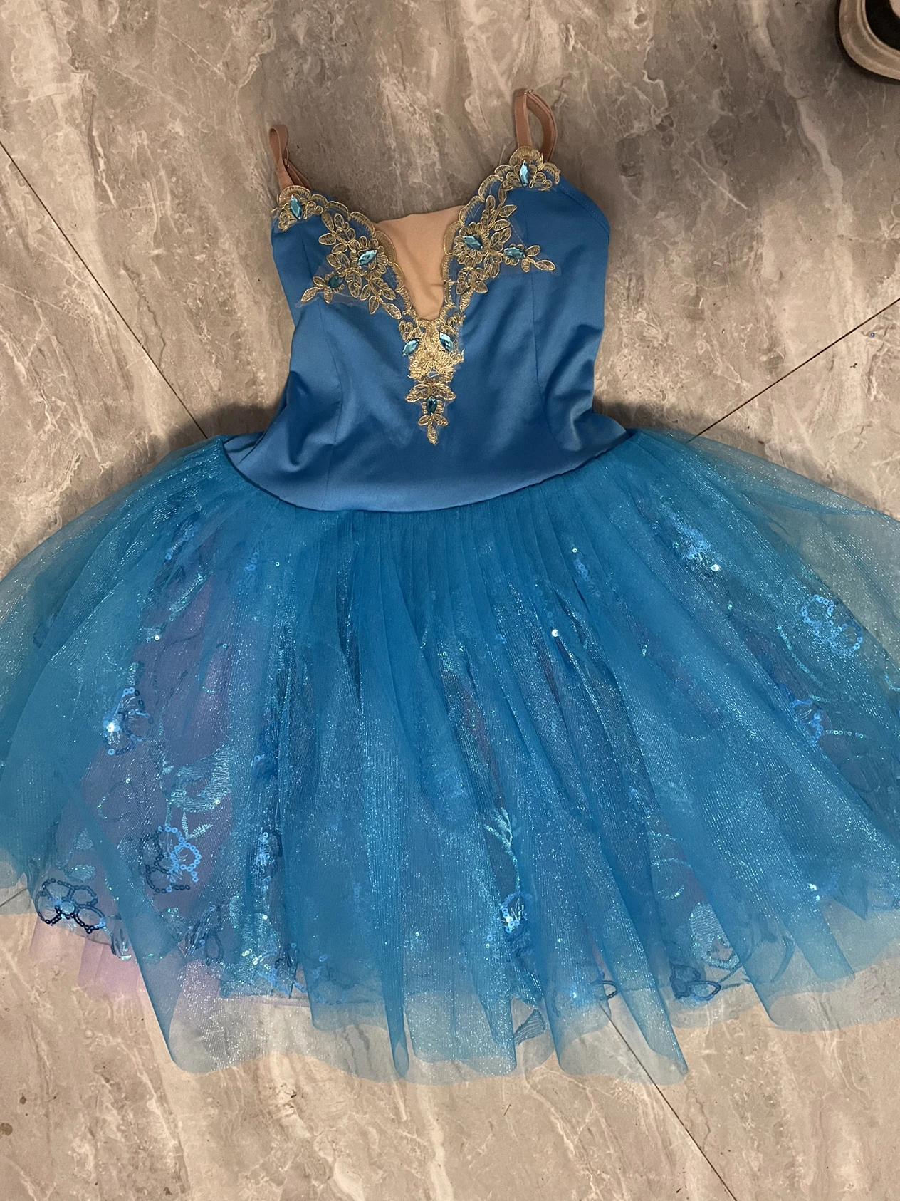 Blue Romantic Long Ballet Tutu Girl Ballet Costume Performance Ballet Dance Dress Girls Tutu Skirts Tulle Dance Wear