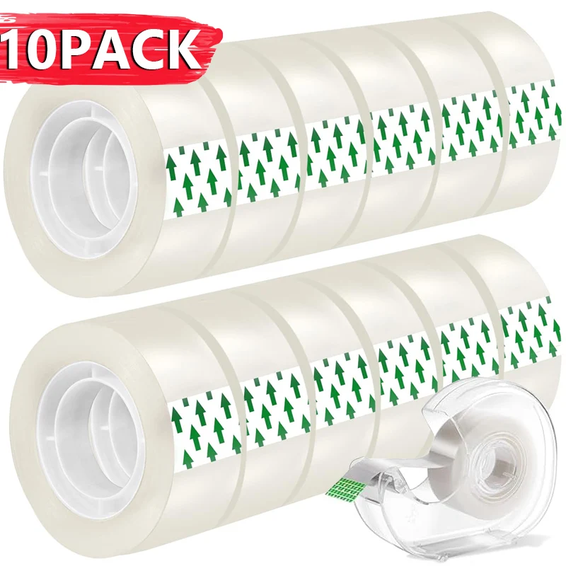 Cinta adhesiva de alta viscosidad para embalaje de regalos, rollo de cinta transparente de alta calidad, multifunción, 5/1 cm, 0,8 cm, 1,2 cm, 10/1,8 rollos