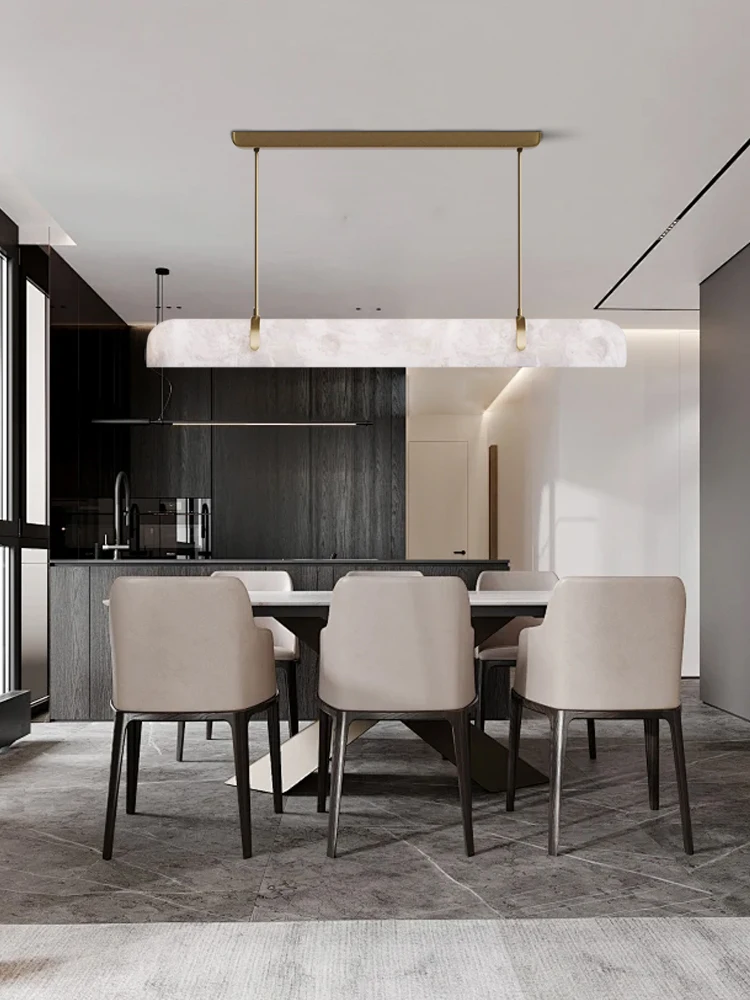 Oval Natural Marble Luxury Pendant Light, Alabaster Hanging Lamp For Dining Room Kitchen Renovated Lampen High-end Lighting