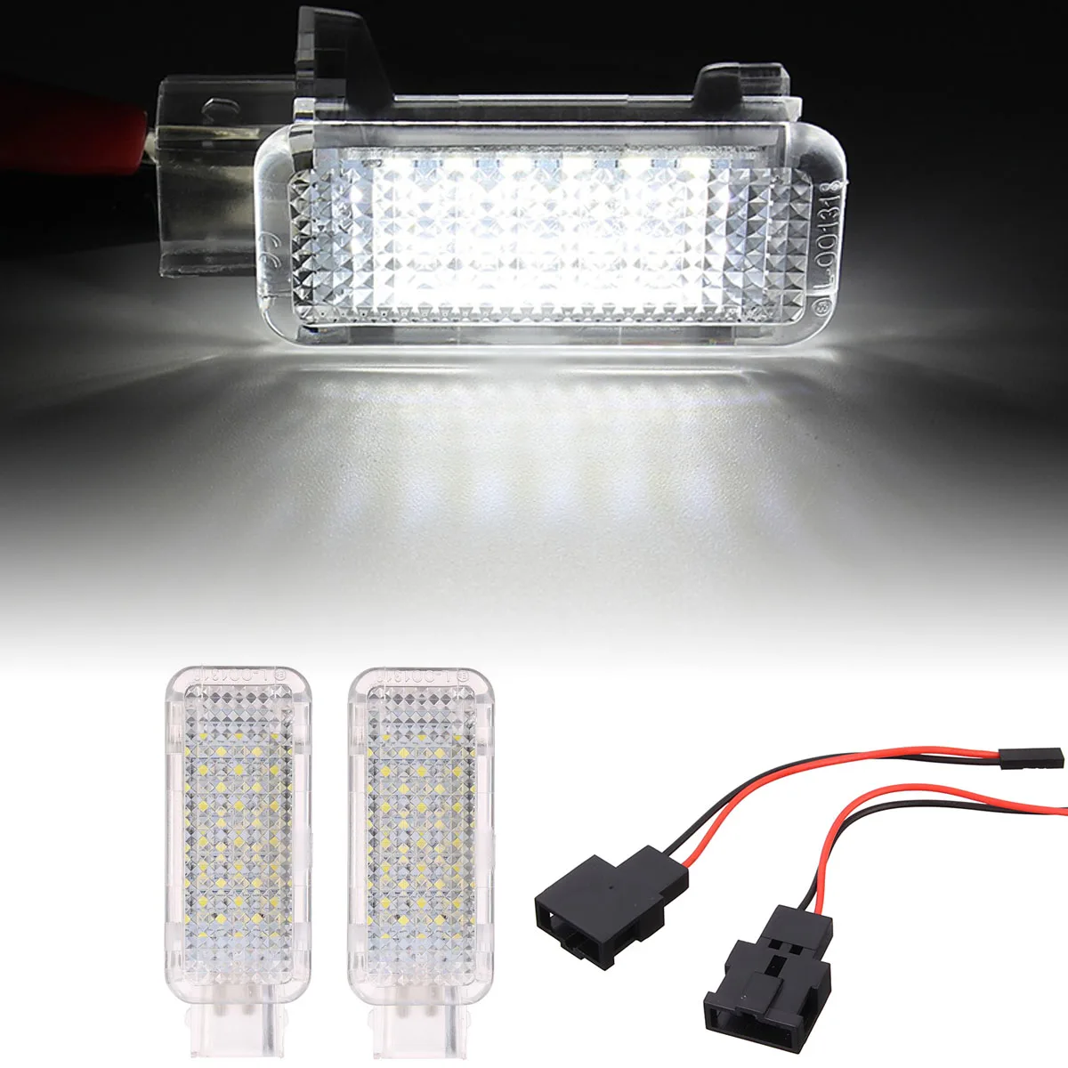 2PCS 6500K White LED Courtesy Door Projector Light Foot Nest Ghost Shadow Lamp For Audi A3 A4 A6 VW Skoda Car Styling