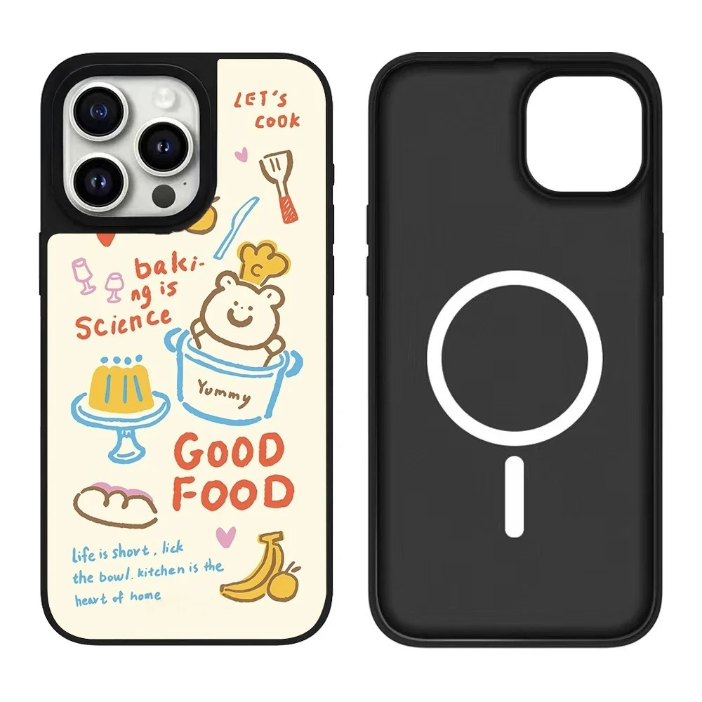 

Cartoon Kitchen iPhone 12 13 14 15 16 17 Pro Max Mirror Surface Magnetic Case Cover Shell