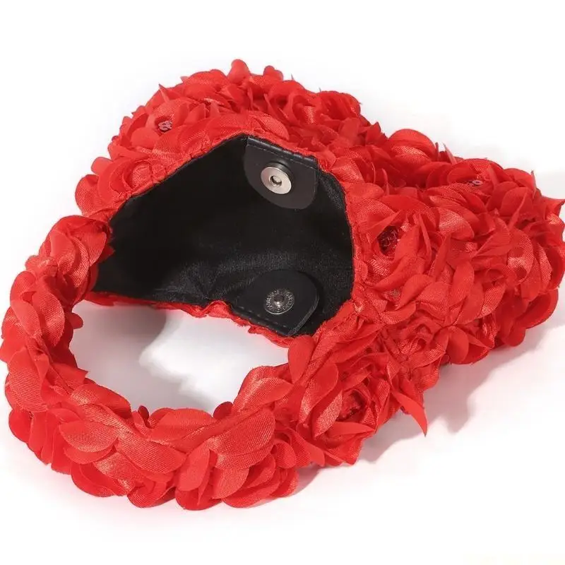 

X90D 3D Rose Flower Clutch Bag for Women Elegant Sequined Floral Handbag Party Purse