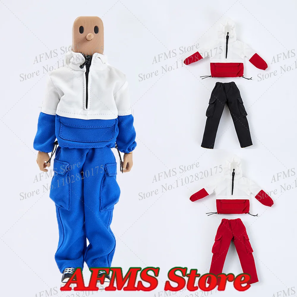 1/12 Men Soldier Half Zip Hooded Sweatshirt Long Sleeved Sports Climb Skiing Suit Pants Set Fit 6Inch Action Figure Body