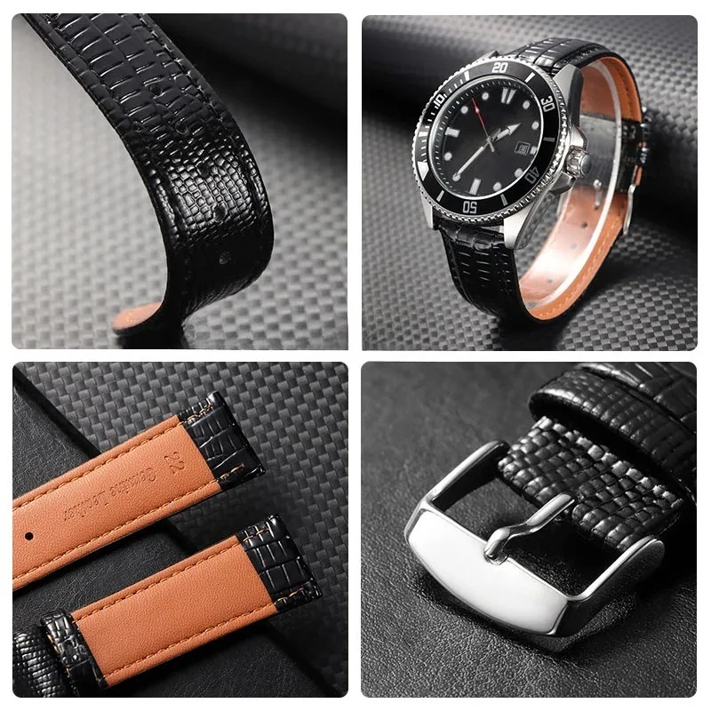 18 مللي متر 20 مللي متر 22 مللي متر الجلود حزام (استيك) ساعة ل أوميغا ل سايكو حزام سحلية نمط لينة مريحة سوار مقاوم للماء الرياضة معصمه #3