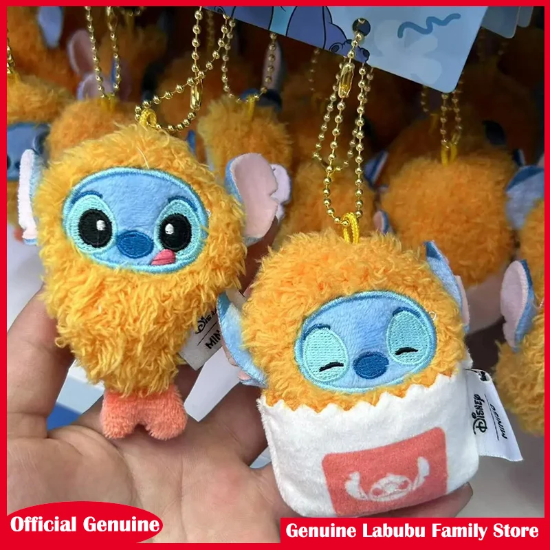 Miniso Cartoon Stitch Gamberetti fritti Peluche Portachiavi Ciondolo Cartoon Kawaii Doll Roba Zaino Appeso Ornamento Decor Regalo carino