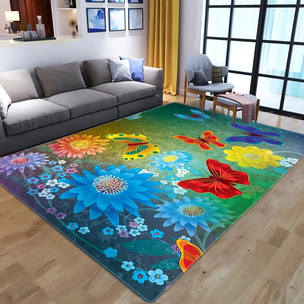 Nordic 3D print carpet butterfly flower arer rugs for living room bedroom home decorative carpet hallway kids kitchen floor mats