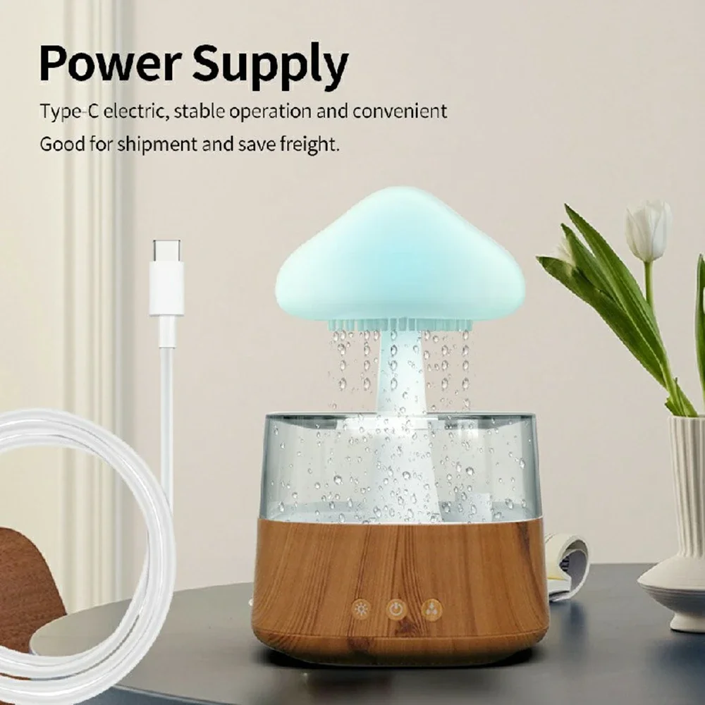 300ML Mushroom Rain Cloud Air Humidifier Colorful Night Light Moisturize Skin Relieve Fatigues for Friends Family Gifts