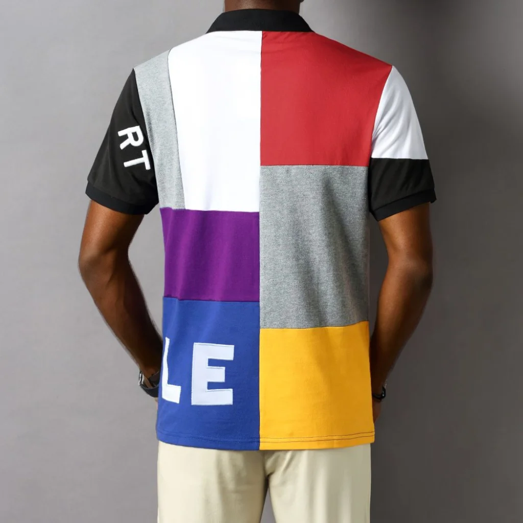 United States men polo shirts short sleeved polo collars fashionable casual sporty high-end pure cotton micro elastic embroidery