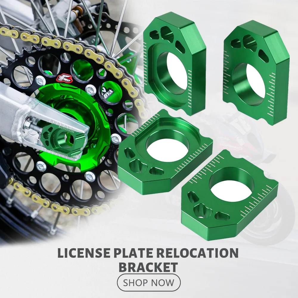 

CNC dirt bike Green Axle Block Chain Adjuster For KAWASAKI KX125 250 2003-08 KX250F KXF 250 04-16 KX450F KXF 450 06-16 KLX450R