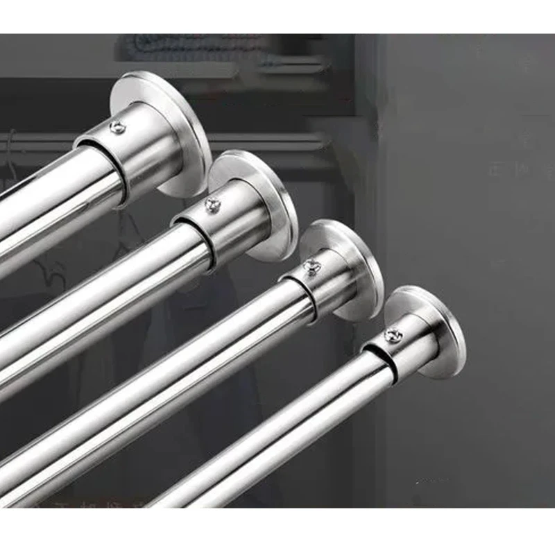 Support tige à bride en acier inoxydable, support tuyau pour placard, armoire, tringle à rideau douche (argent),