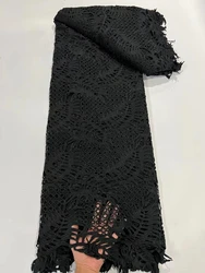 2023 Popular Black African Lace Fabric 5 Yards High Quality Cord Embroidery Guipure Nigerian Women Garment Lace Fabric PR2304