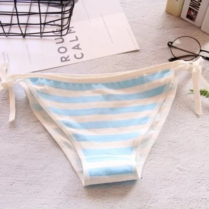 Japan Sexy Kawaii Striped Mini Bikini Set - Blue Pink White Adult Cosplay Women's Lingerie Bra Underwear Frenum Swimsuit