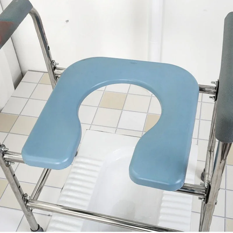 Stainless Steel Toilet Chair  U-Shape Portable Commode  Adjustable Mobility Aid for Seniors  Elevated Seat for Disabled