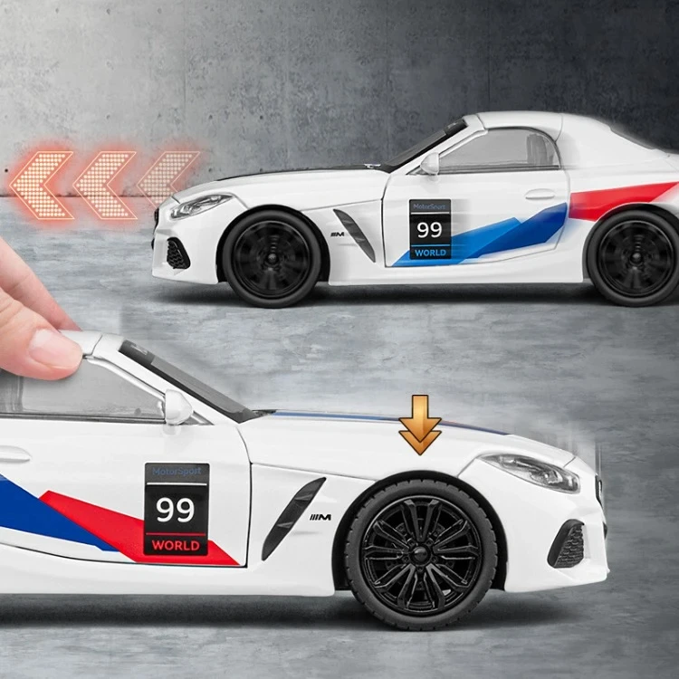 1:22 Z4 높은 시뮬레이션 합금 자동차 모델 소리와 빛 풀백 어린이 장난감 수집품 생일 선물