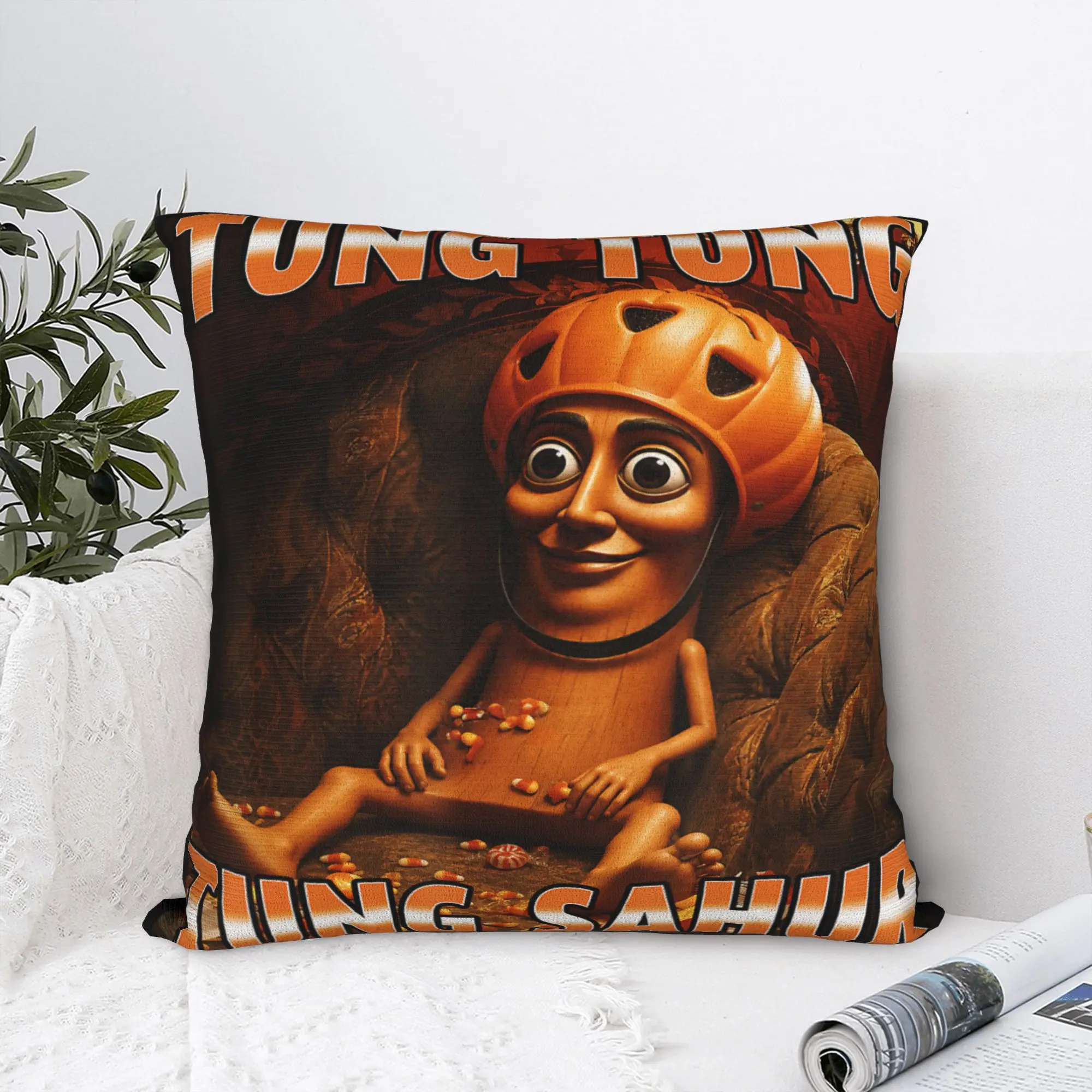 Pillow Case Tung Tung Tung Sahur Halloween is Calling Meme Custom Pillow Cover For Sofa Bedroom Home Decor Trendy Pillowcases