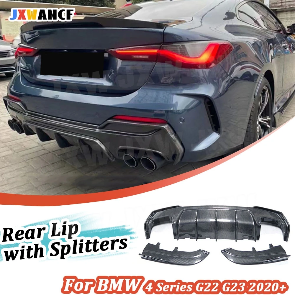 

JXWANCF Carbon Fiber Rear Bumper Lip Diffuser For BMW 4 Series G22 G23 2020+ MP Style Rear Bumper Lip Splitter Flaps FRP