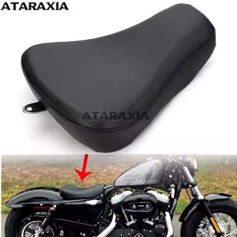 Black Motorcycle Front Driver Leather Pillow Solo Seat Cushion For Harley Sportster Forty Eight XL1200 883 72 48