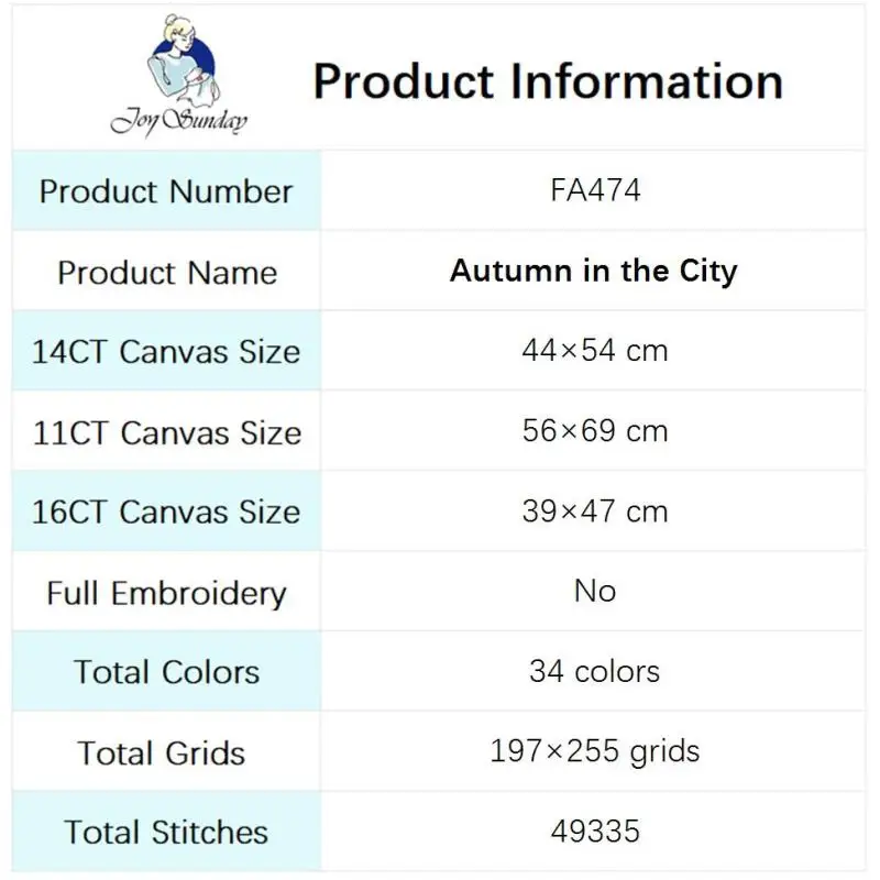 Autunno città Paesaggio Kit punto croce Aida 14CT Bianco 16ct 11ct Tela stampata Panno Ricamo Set Cucito fai da te Decorazioni per la casa