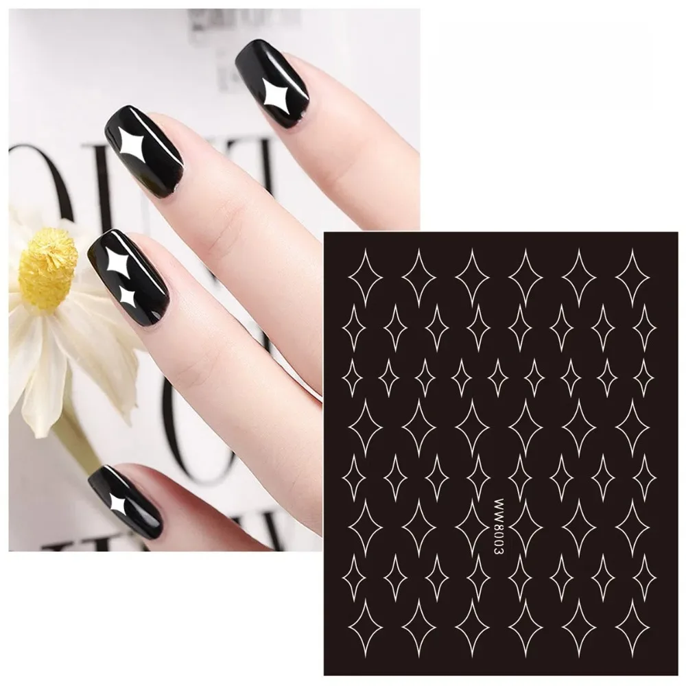 12 Sheets Airbrush Painting Nail Art Template Sticker Irregular Pattern Check Flower Bow Nail Manicure Art French Design