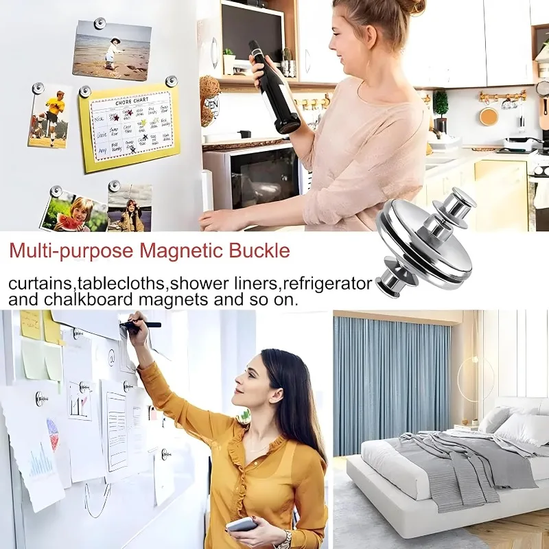 ستارة معدنية، مشابك مغناطيسية مثبتة على الحائط، ستارة دش بإبزيم مغناطيسي، أزرار ستارة بخطاف مغناطيسي قابلة للفصل #4