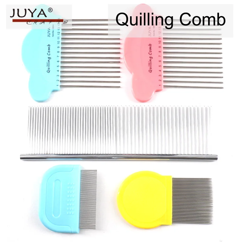 

JUYA Quilling Comb, 4 styles, Blue and Pink is traditional style, 2 functions comb and 2 small combs is new.