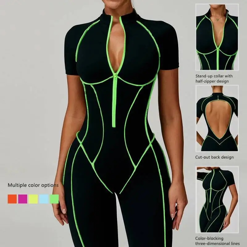 

Women S Running Workout Sports Jumpsuit High Waist Quick Drying Breathable Yoga Overalls Backless Gym One Pieces Suit