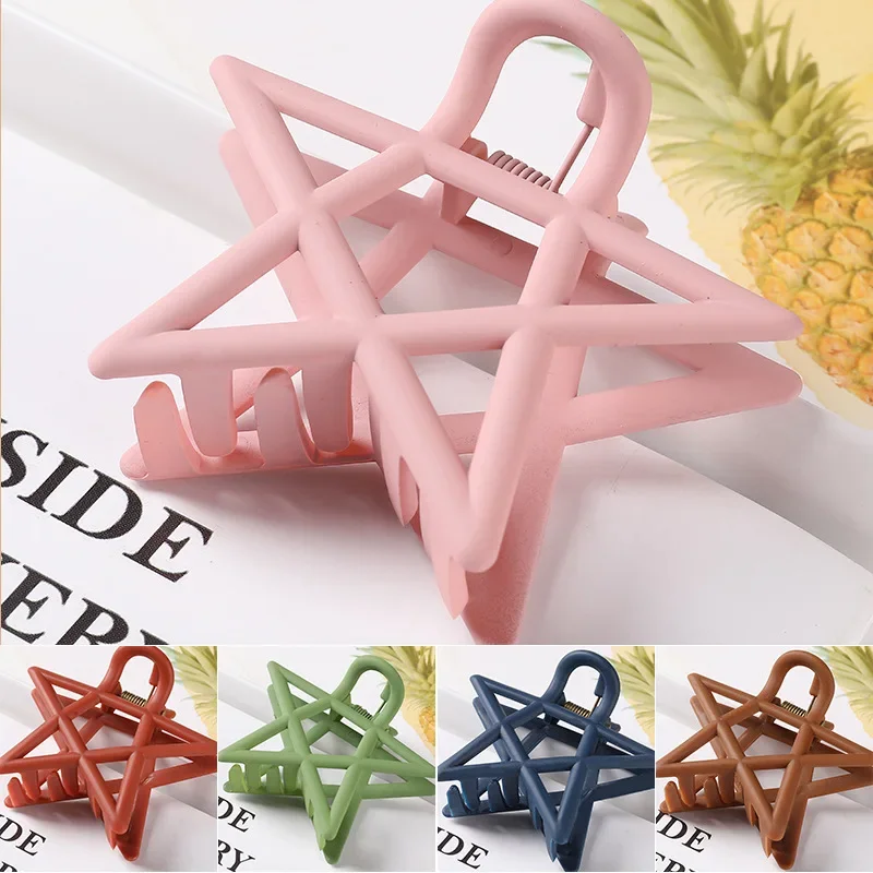 2023 Colorful Hollowed Star Hair Claw Hairpin for Women Girls Korean Simple Pentagram HairClip Headwear Accessories Wholesale