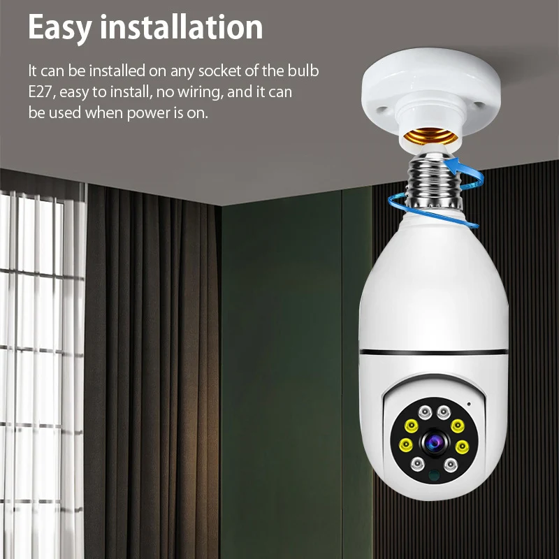 E27 Light Bulb Security 2.4G WiFi Camera Smart Detection 355° Wireless WiFi Camera Support for Home Outdoor