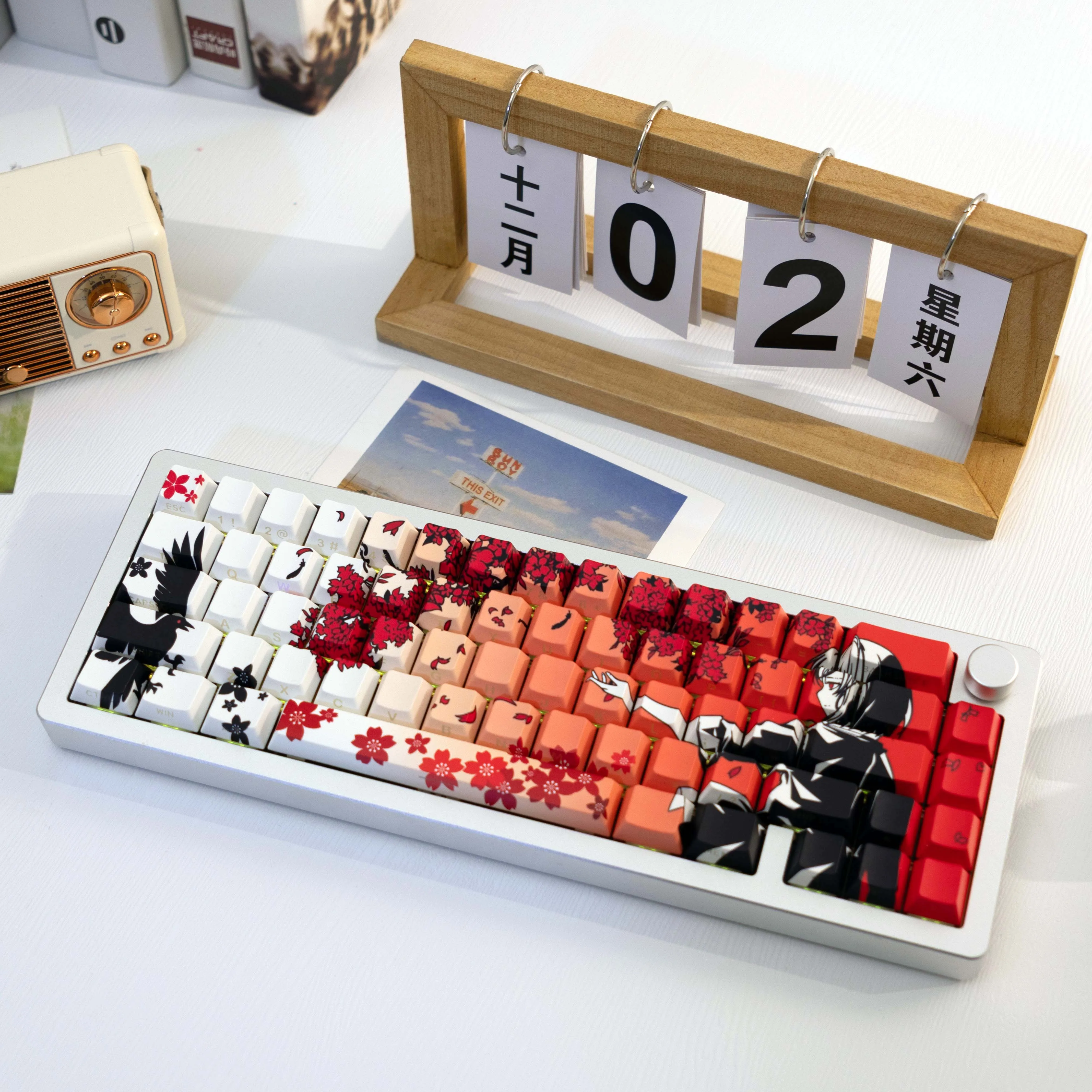 138 Keys PBT Keycaps Girl Theme Cherry Profile Side Print Translucent Dye-Sub MX Mech Keyboard Set 61/64/68/87/96/104+