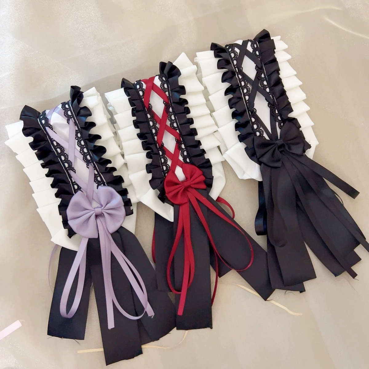 

Anime Maid Headband Lolita Ruffle Lace Headband Ribbon Bowknot Comic Show Hairband Headwear