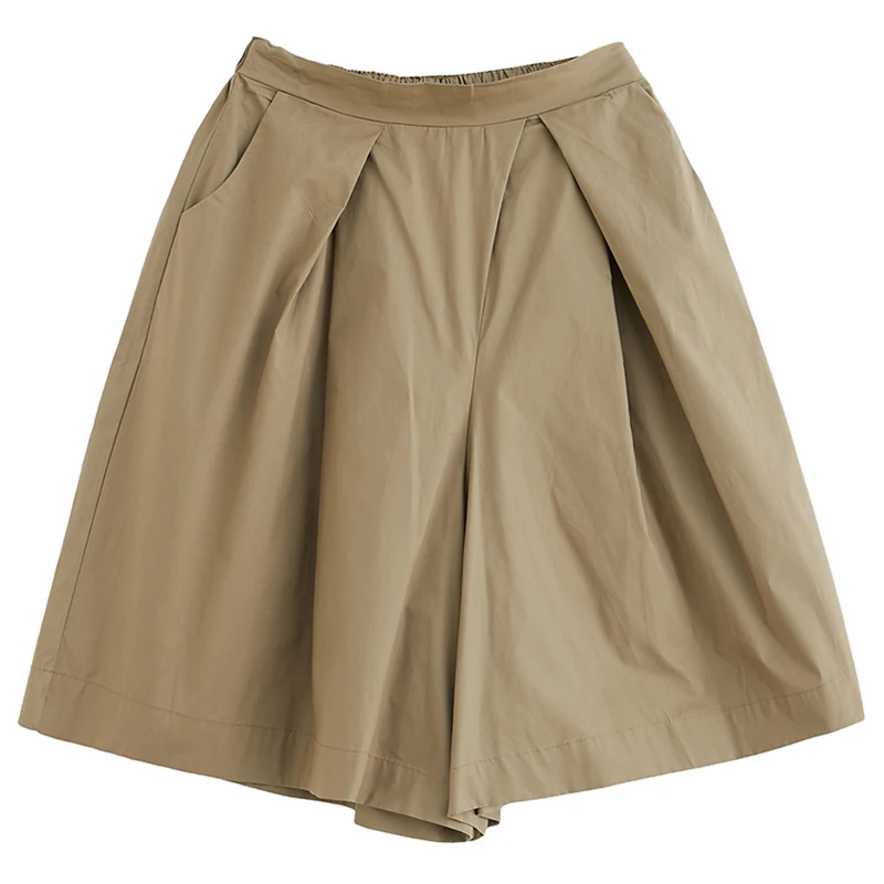 Loose Elastic Waist Cotton Linen Women's Casual Pure Color Five-Quarter Pants Trousers Skirt Artistic Commute Sle plus Size