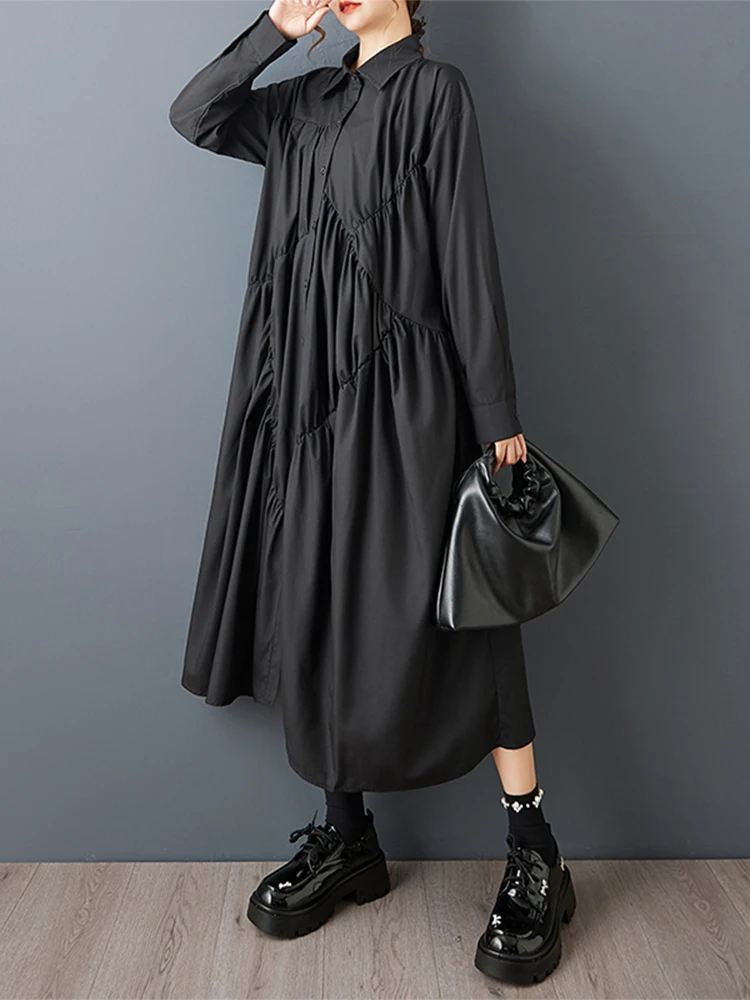 Amax LuluE Europeo 2026 Soild Vintage Abiti Allentati Delle Donne Primavera Classico Abiti Lunghi Delle Signore di Modo Casual Abiti Eleganti