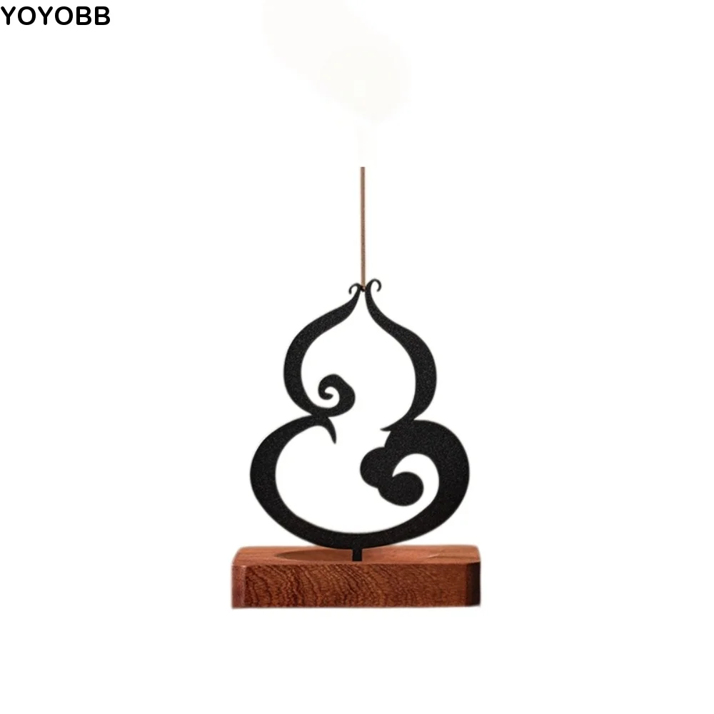 Gourd Incense Burner Mosquito Incense Plate Holder Anti-Ash Design Desktop Decor Sandalwood Storage Rack Wooden