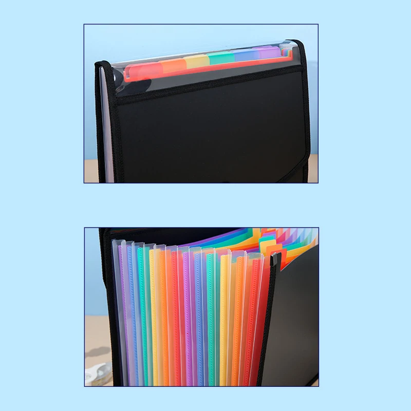 A4 três lados selados grande capacidade arco-íris acordeão saco estudante escritório classificação de armazenamento multi-camada saco de documentos