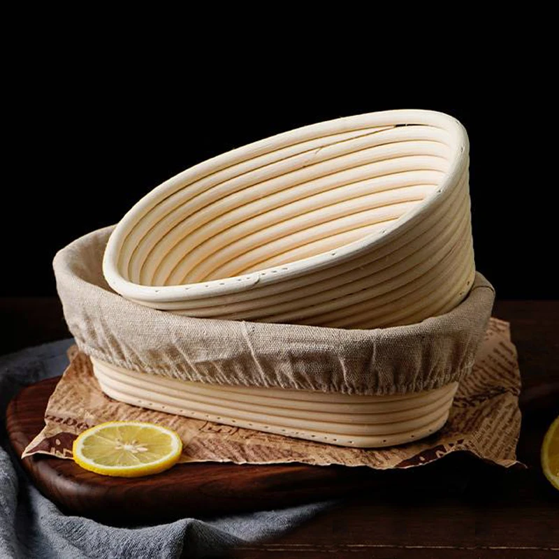 Natural Rattan Banneton Bread Proofing Basket with Linen Cloth Liner Sourdough Dough Fermentation Basket Bread Baking Tools - view 2