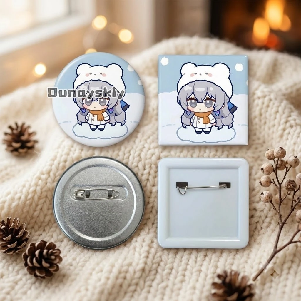KS*27Bronya Zaychik Honkai Impact 3rd Metal Badge Anime Brooch Pin HI3 Herrscher of Reason Gift Tinplate Collectible Bron Badge