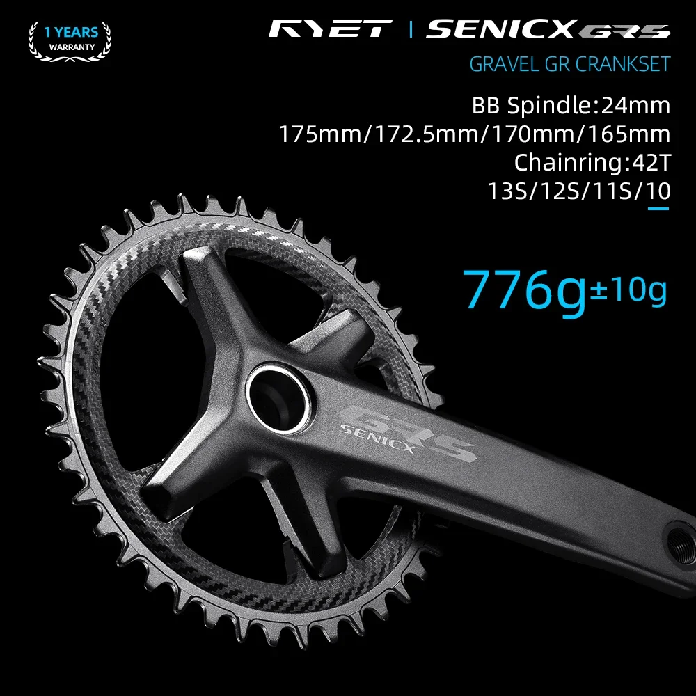 RYET Senicx グラベルバイククランクセット 24 ミリメートルスピンドル