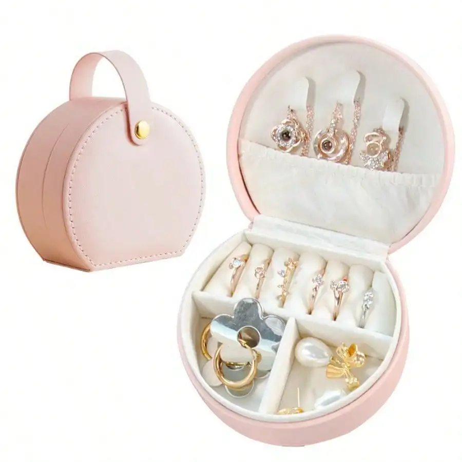 1pc Personalized Jewelry Box With Name/Text - Elegant Floral Or Heart Design, Soft Pastel Colors (Mint Green, Pink, Beige, White, Brown)